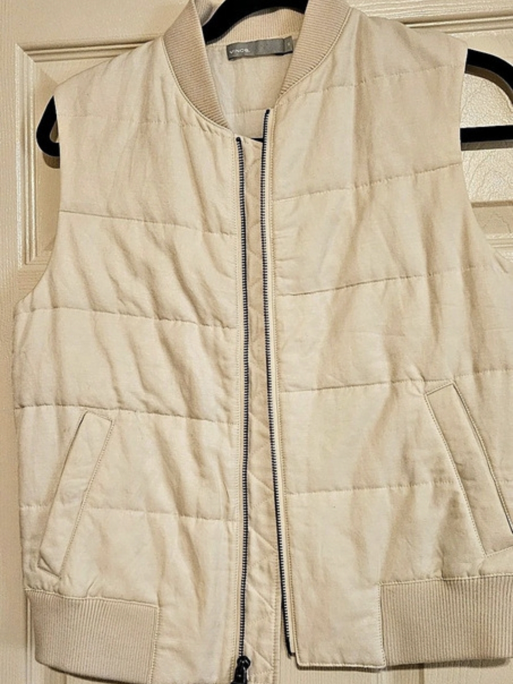 Vince Off-White Cream Quilted Vest - Size
